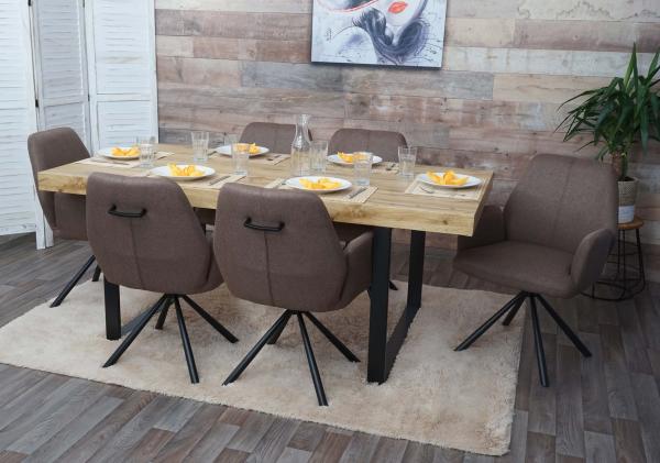 6er-Set Esszimmerstuhl HWC-H71, Küchenstuhl Lehnstuhl Stuhl, Stoff/Textil Stahl ~ braun