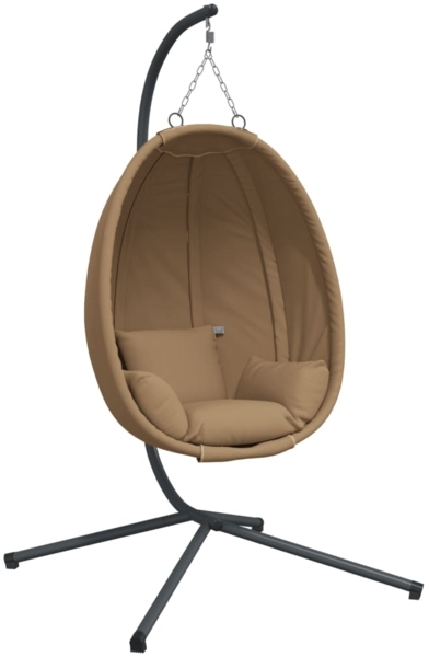 vidaXL Hängesessel Ei-Design mit Ständer Taupe Stoff und Stahl 4007400