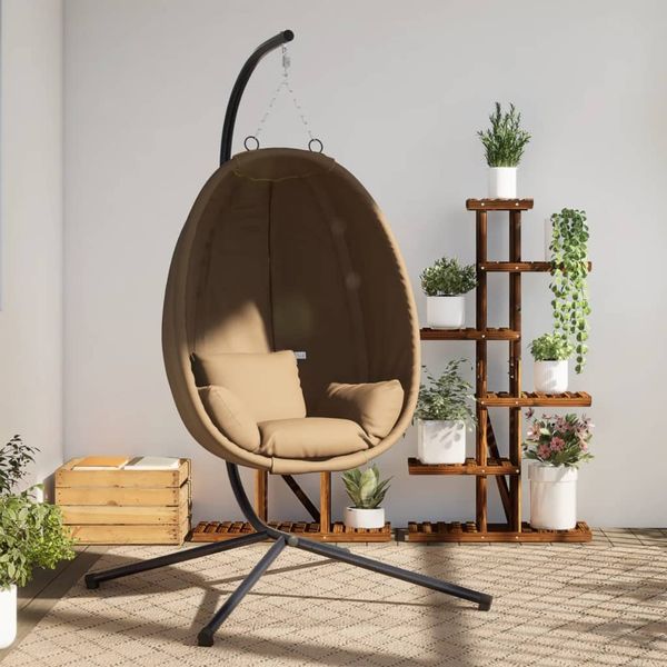 vidaXL Hängesessel Ei-Design mit Ständer Taupe Stoff und Stahl 4007400