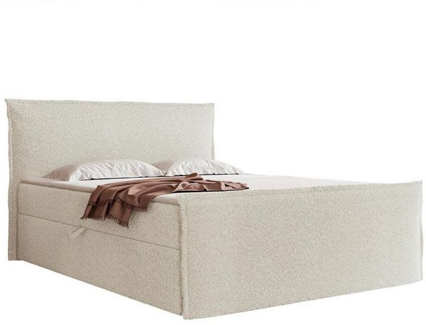 Compleo Boxspringbett Boucle oder Chenille-Stoff, Boxspringbett mit 2 Bettkasten (Größen zur Auswahl, optional mit Topper), Zeitlos-moderner klassischer Stil