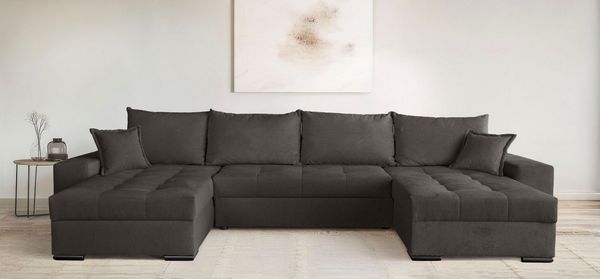 OTTO home Wohnlandschaft Home System U-Form, von B: 269-352 cm wählbar, 6 Varianten zur Auswahl, Bettfunktion, Bettkasten & Zierkissen, Federkern