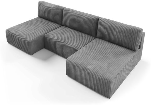 Wohnlandschaft Sofa mit Schlaffunktion NATALIA in Stoff Tilia Grau Bild 3