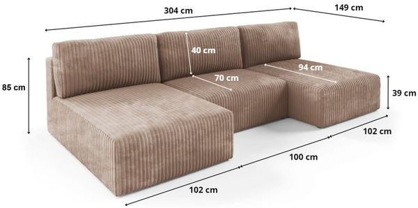 Wohnlandschaft Sofa mit Schlaffunktion NATALIA in Stoff Tilia Grau Bild 6