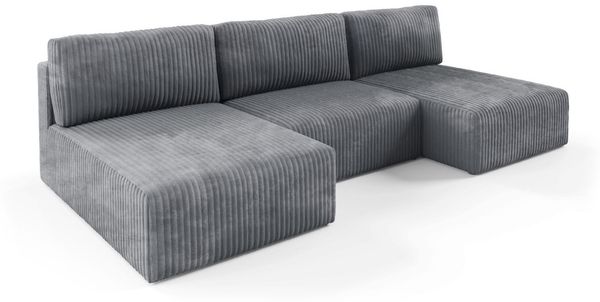 Wohnlandschaft Sofa mit Schlaffunktion NATALIA in Stoff Tilia Grau Bild 2