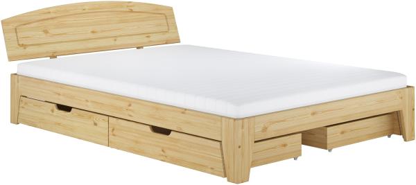 Klassisches Doppelbett Futonbett Kiefer massiv natur 140x200 V-60. 63S8-14