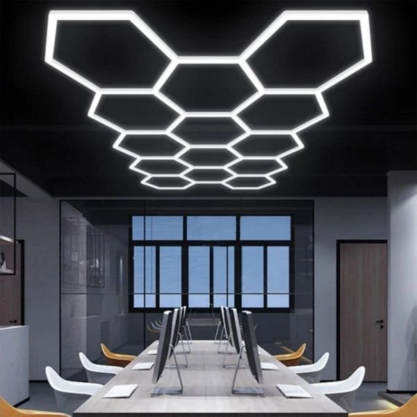 oyajia Deckenleuchten Rahmenlos 14er-Pack Hexagon LED Garagenleuchte, 6500K 534W Wabenlicht, Hexagon LED, LED Garage Light für Garage, Studio, Parkplatz, Auto-Detailing-Shop