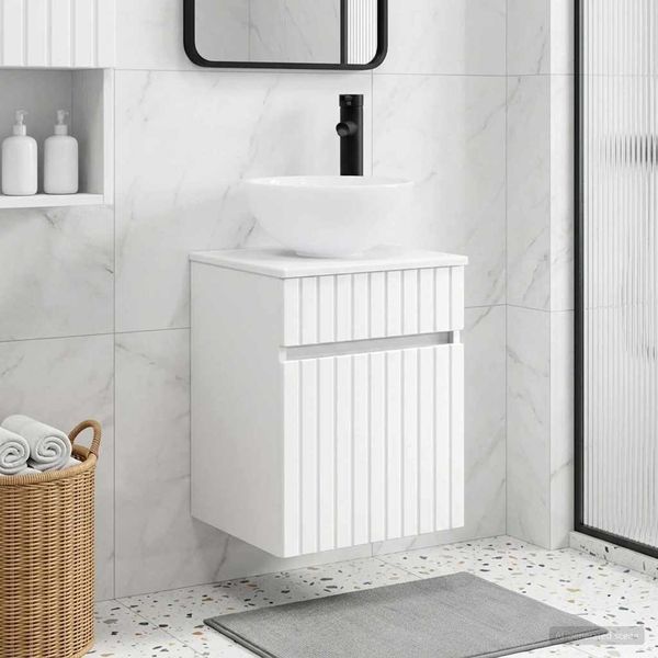 vidaXL Wandmontierte Waschbecken-Vanität Weiß 39 x 35 x 63 cm 890542