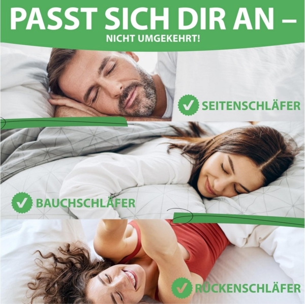 Welldora Kopfkissen Höhenverstellbar, Ergonomische Innovation: Anpassbar fest bis weich, Füllung: 100% Daunenfasern & Federn, Kissen fachärztlich geprüft, Oeko-Tex Zertifiziert in Deutschland Bild 2