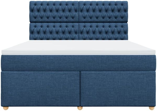 vidaXL Boxspringbett mit Matratze Blau 180x200 cm Stoff 3293672 Bild 6