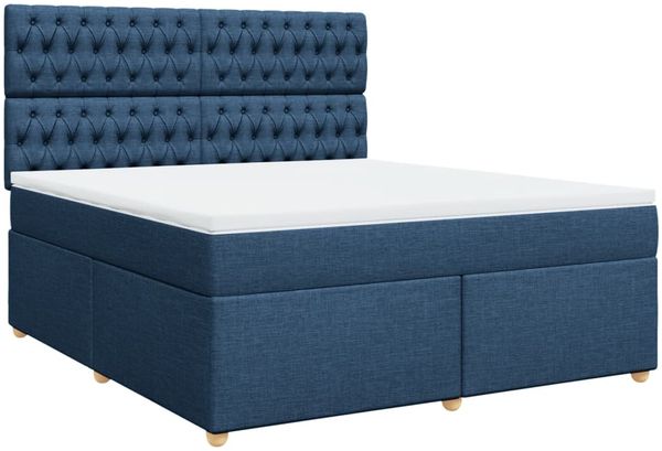 vidaXL Boxspringbett mit Matratze Blau 180x200 cm Stoff 3293672 Bild 3