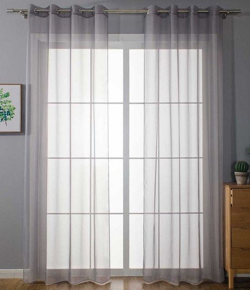 Gardinenbox Gardine, Ösen (2 St), transparent, Ösenvorhänge Voile »Uni« Bleibandabschluß 20332-cn2