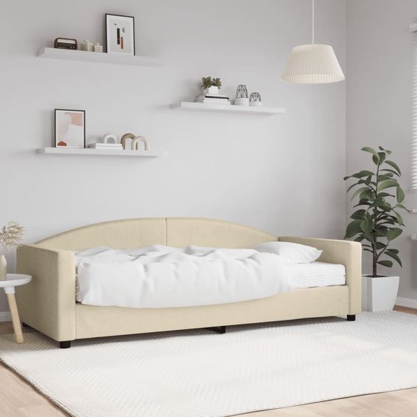 vidaXL Tagesbett mit Matratze Creme 90x200 cm Stoff 3197174