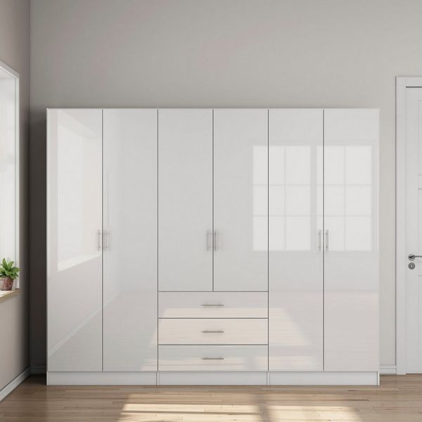 OTTO home Kleiderschrank Trento Schlafzimmerschrank Garderobe hochglanz Schrank mit 6 Türen und 3 Schubladen, hochglänzende Fronten