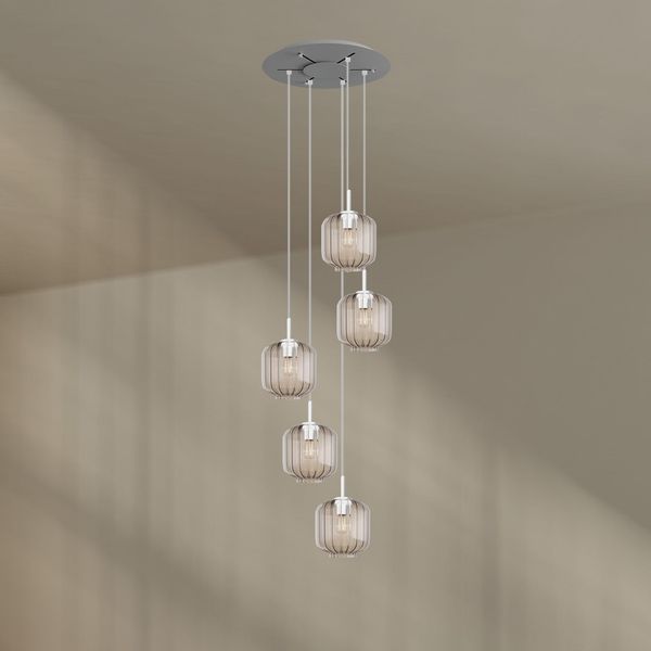 s.luce Velo 5-flammige Galerieleuchte Ø 60cm Baldachin Ø 20cm Klar, Weiß