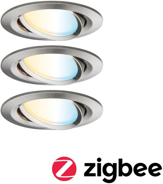 LED Einbauleuchte Nova Coin rund 84mm 50° Tunable White 3x6W 3x530lm 230V Eisen gebürstet Aluminium