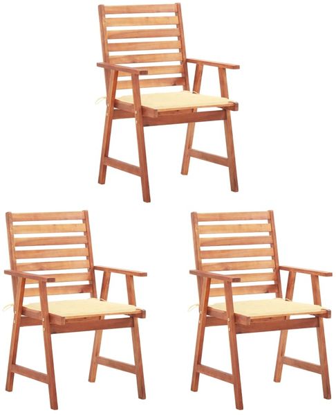 vidaXL Garten-Essstühle 3 Stk. mit Kissen Massivholz Akazie 3064349