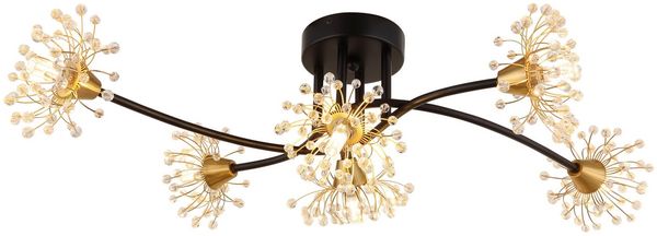 GLOBO LIGHTING Deckenleuchte FIORE, ohne Leuchtmittel, Deckenlampe/goldfarben/Acrylkristalle/Wohnzimmer/Schlafzimmer