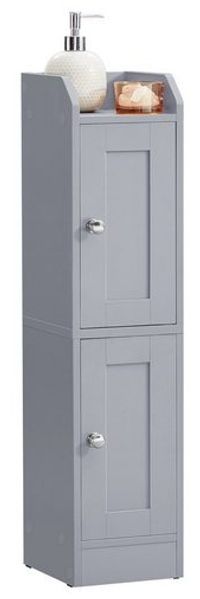 VASAGLE Schmaler Hochschrank, Badschrank, mit verstellbaren Ablagen, Badezimmerschrank für Bad, Landhausstil, grau