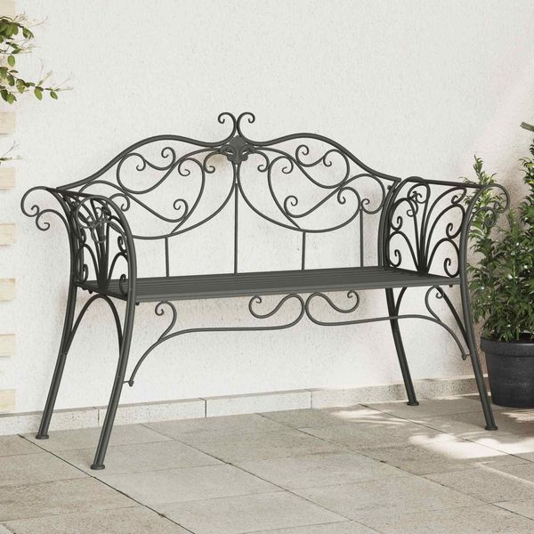vidaXL Gartenbank 2-Sitzanzahl 130 x 47 x 90 cm Stahl Silber Grau 42029541