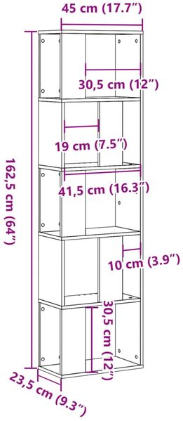 vidaXL Bücherregal 5 Böden Weiß 45x23,5x162,5 cm Holzwerkstoff 852780 Bild 8