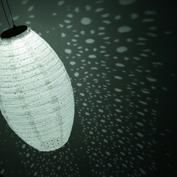 MARELIDA LED Lampion Solar Gartenlampions oval Blumenmuster beige 40cm Balkon Terrasse 2St, LED Classic, warmweiß (2100K bis 3000K) Bild 2