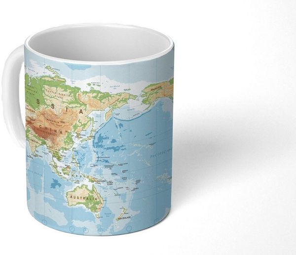MuchoWow Tasse Weltkarte - Atlas - Farben, 1-tlg, Keramik, Kaffeetassen, Teetasse, Becher, Kaffeebecher, Geschenk