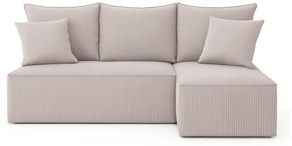 NEXT COLLECTION Ecksofa VELO S, Bettzeug-Container, weicher und angenehmer Stoff zum Anfassen, Lose Rückenkissen mit Reißverschluss, Schlaffunktion 130x200 cm