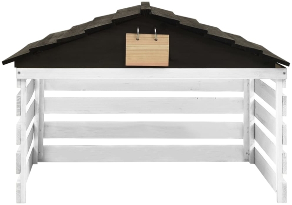 vidaXL Mähroboter Garage, Tannenholz, 78 x 74 x 54 cm, Schwarz / Weiß