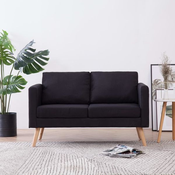 vidaXL 2-Sitzer-Sofa Stoff Schwarz [281359]