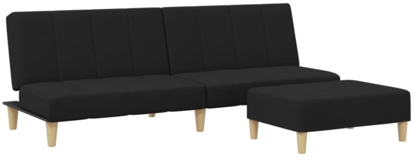 vidaXL Schlafsofa 2-Sitzer mit Fußhocker Schwarz Stoff 3258140