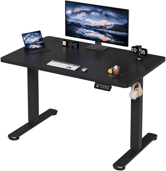 Devoko Hohenverstellbarer Schreibtisch Holzwerkstoff Metall Schwarz 100 x 60 x 73-118 cm Bild 2