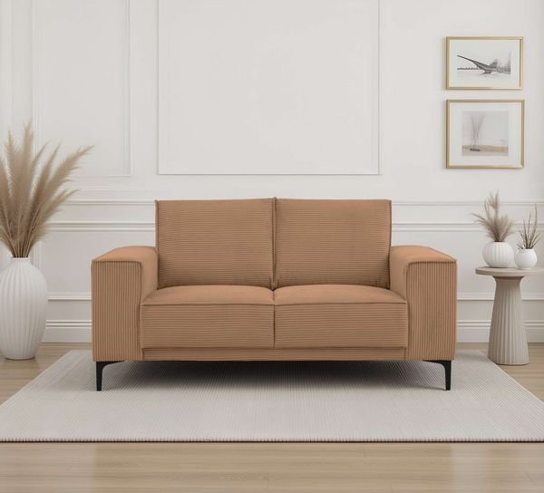 OTTO home 2-Sitzer Kompaktsofa Oland, Struktur, Flachgewebe, Luxus-Microfaser, Boucle, 164 cm, Wellenunterfederung, Skandi-Design, Metallfüße