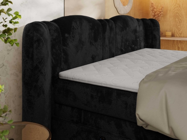Elektrisch Boxspringbett Multipocket-Matratzen, elektrisch verstellbar, Polsterbett mit Bettkästen - FORTINA - 140 x 200 cm - Schwarz Plüsch - H3 Bild 5