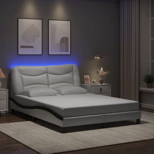 vidaXL Bettgestell mit LED ohne Matratze "Hvar" Weiß und Schwarz 140x200 cm 3213940