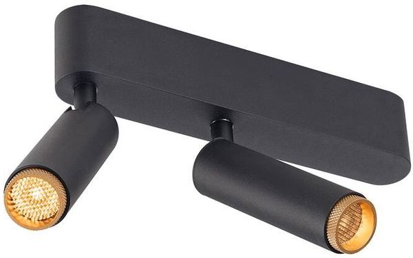 SLV GRIP! S, Deckenaufbauleuchte, double, PHASE, 2700 K, 21 W, 29°, schwarz / gold - Wand- und Deckenleuchten