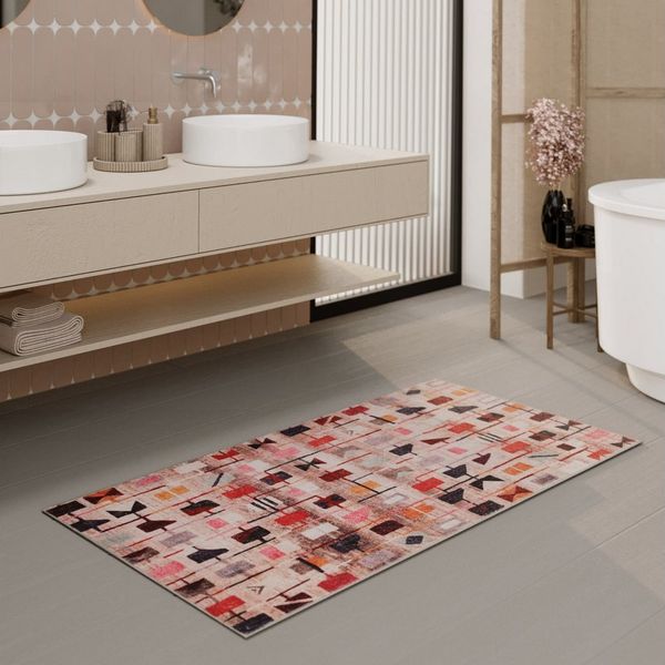 Wecon home Badematte Nelson, Höhe 0,5 mm, fußbodenheizungsgeeignet, Polyester, rechteckig, orientalisch, waschbar, rutschfest, schnell trocknend, Badteppich