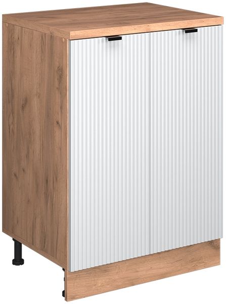 Küchenschrank für Dachschrägen R-Line Weiß Riffel 60 cm ohne Schräge mit 2 Türen Vicco