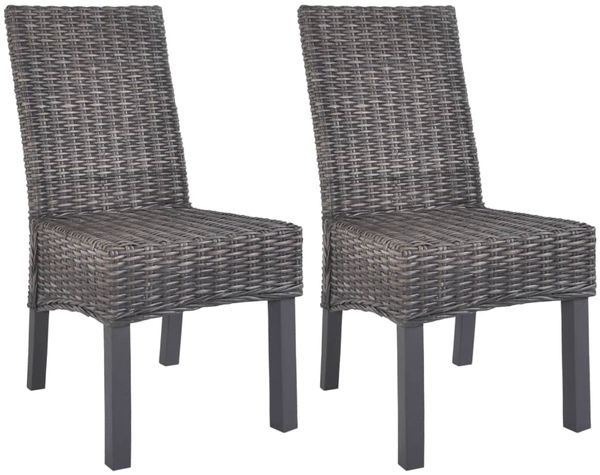vidaXL Esszimmerstühle 2 Stk. Braun Kubu-Rattan und Mahagoniholz 246655