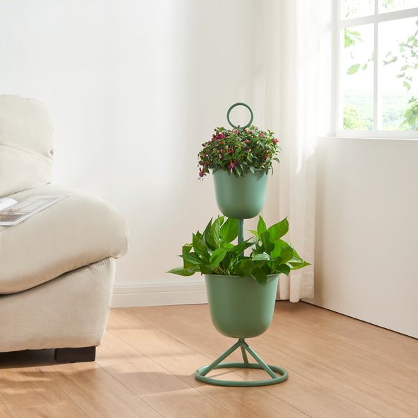 Blumenständer Alphen 2 Töpfe 76,5x26cm Grün [en. casa]