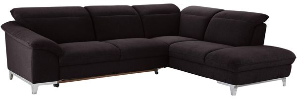 Mivano Bettsofa Teresa / Ecksofa mit Schlaffunktion, Kopfteilverstellung und Ottomane / 293 x 84 x 232 / Mikrofaser, Schwarz