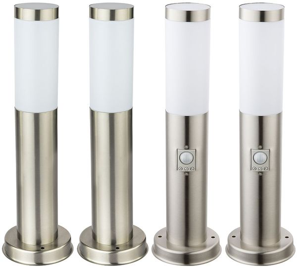 4er Set LED Stehleuchte, Edelstahl Säule, Bewegungsmelder
