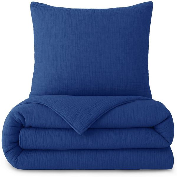 Laynenburg Bettwäsche Musselin aus 100% Baumwolle in 135x200 oder 155x220 cm, atmungsaktiv & bügelfrei – 2 lagig mit Reißverschluss & Haltebändern