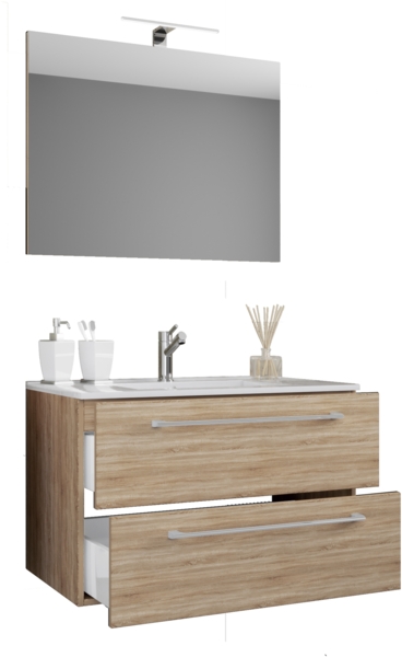 VCM Badmöbel Waschtisch Badinos 914141 Sonoma-Eiche (Sägerau) H. 92 x B. 60 x T. 46 cm