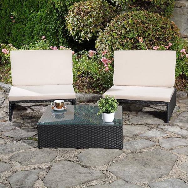 Lounge Sitzgarnitur Gartenset Gartenmöbel GartenSitzgruppe 2 Sessel Tisch Rattan