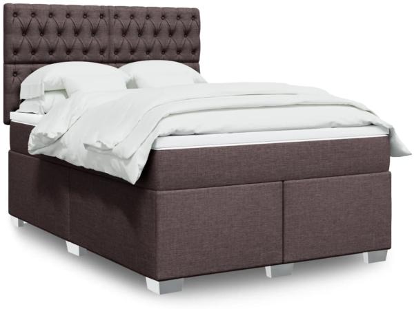 vidaXL Boxspringbett mit Matratze Dunkelbraun 140x200 cm Stoff 3292821