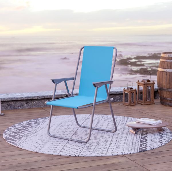 Campingstuhl Anglersessel Gartenstuhl Sessel mit Armlehne hellblau
