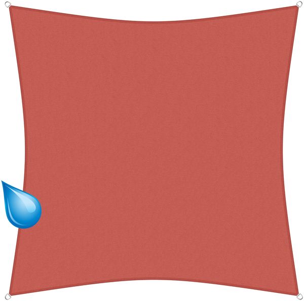 sunprotect 83262 wasserabweisend Sonnensegel Hydro, 5 x 5 m, Quadrat, wasserabweisend, rost-rot