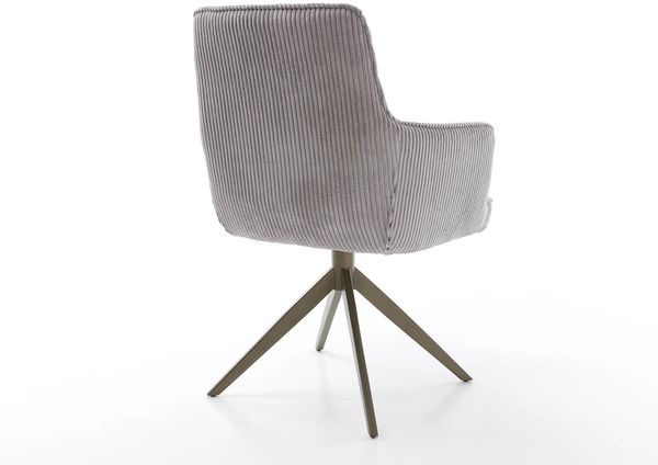 Drehstuhl Heira-Flex mit Armlehnen Cord Silbergrau Kreuzgestell breit Effektfinish Titan 360° drehbar Taschenfederkern Bild 5