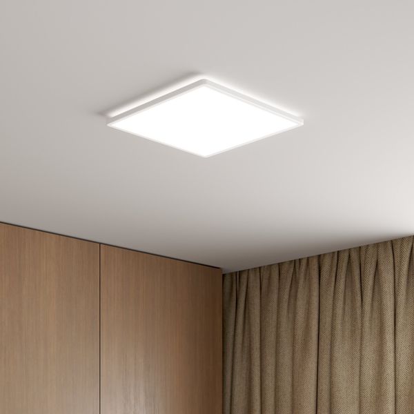 Novel LED-Deckenleuchte, Kunststoff weiß, 42 x 2.9 x 42 cm, mit backlight