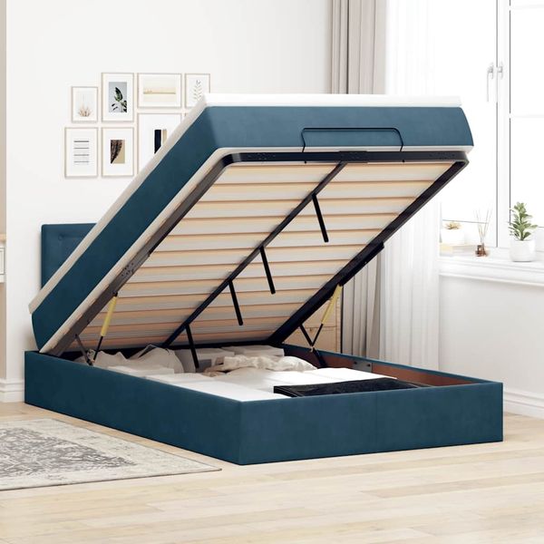 vidaXL Ottoman-Bett mit Matratze Dunkelblau 120x190 cm Samt 3311907